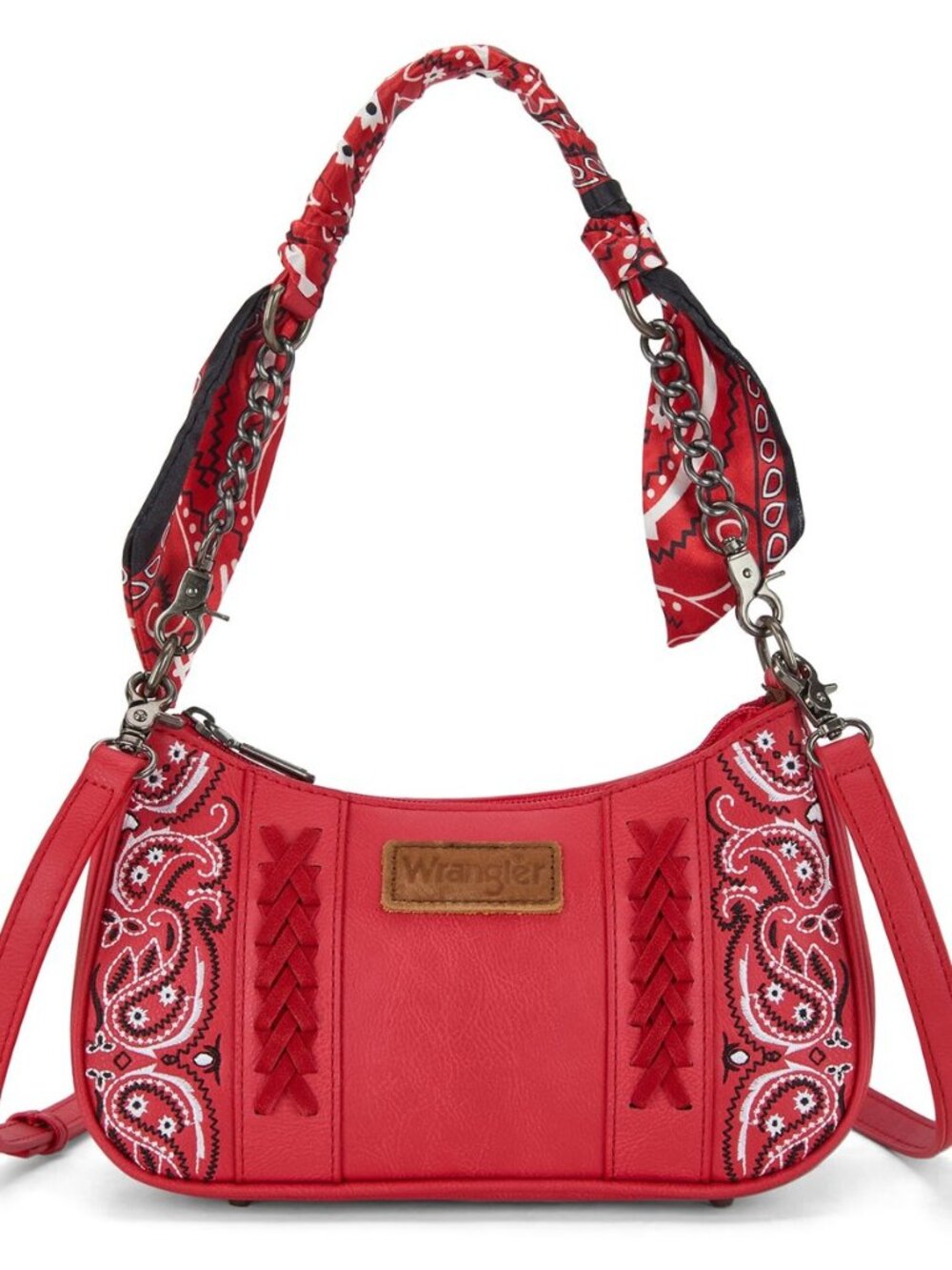 Wrangler Shoulder Bag for Women Western Purse with Bandana Handle and Removable
